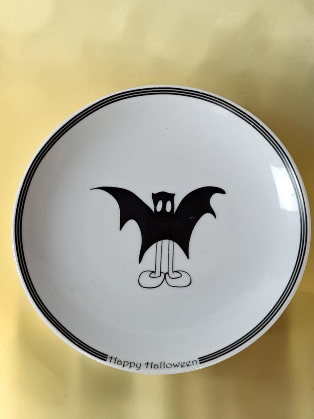 Happy Halloween Plate BIA China Dessert Dish Bat Decor 6.5"